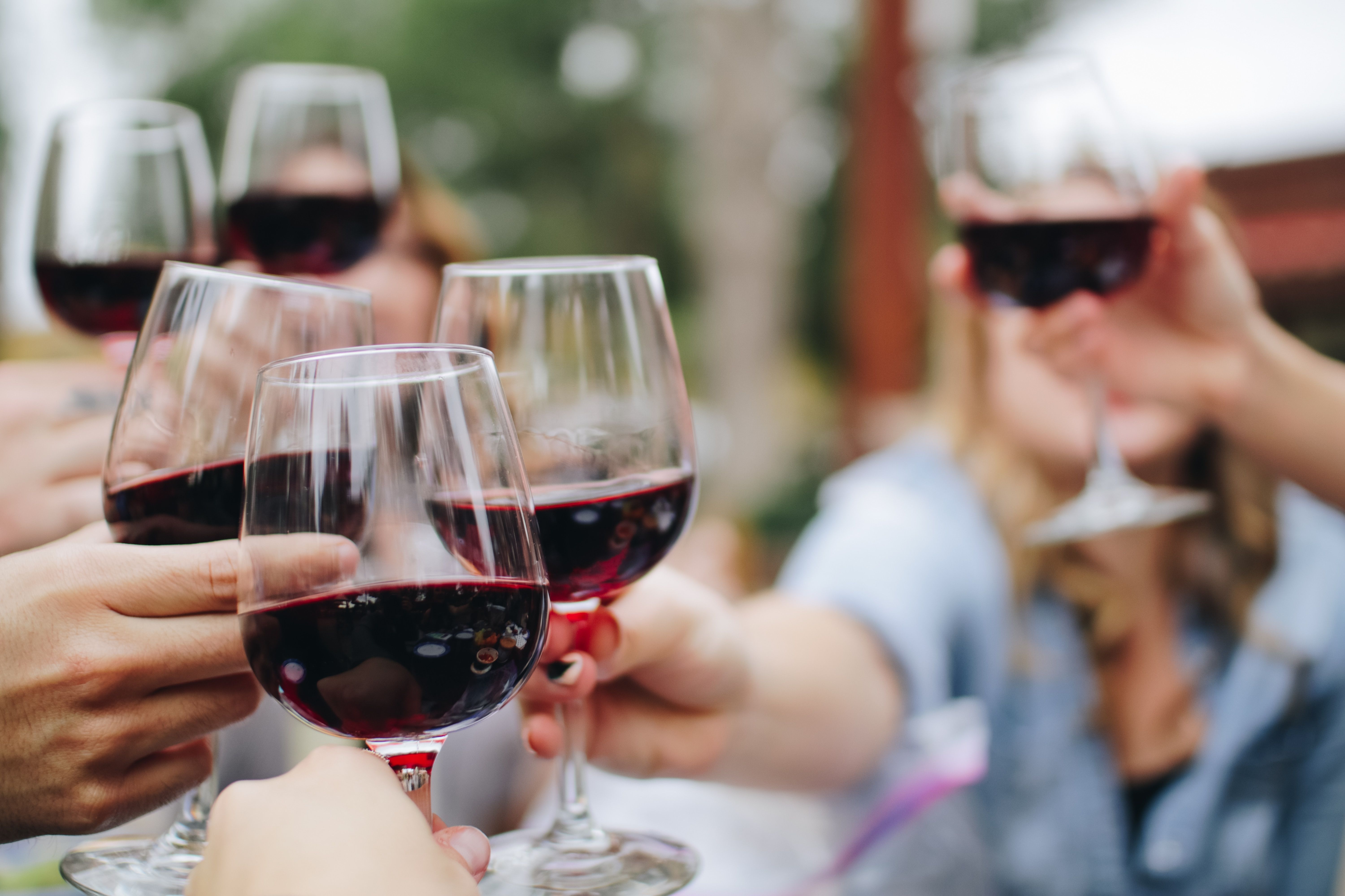 calici di vino rosso brindisi tra amici degustazione vino